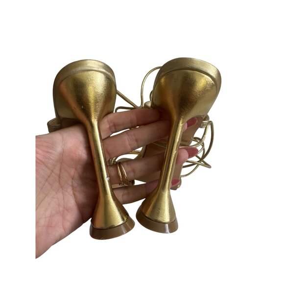 EGO Gold Lace Up Martini Heels Size US 5 / UK 3 - Picture 7 of 9